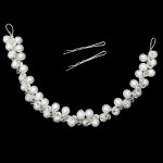 Tiara Ti034II Argintie pentru mirese cu cristale si perle + 2 agrafe